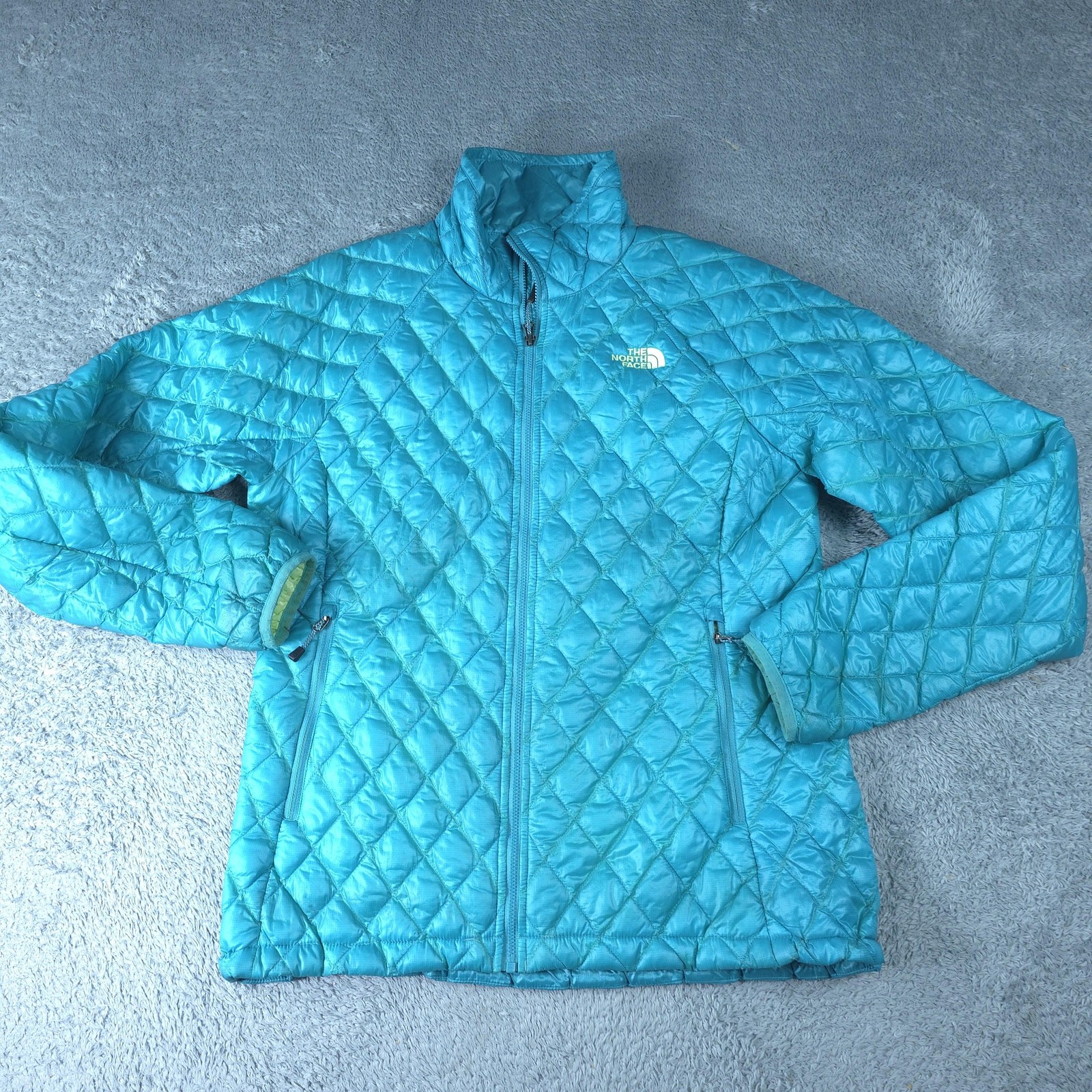 The North Face Jacket Womens Medium Blue ThermoBall Quilted Puffer Full Zip