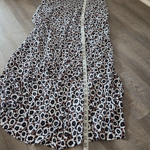 DVF Womens SZ 1X Black White Floral Smocked Maxi Dress Adjustable Tie Straps - Picture 9 of 9