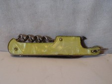 VINTAGE UNIQUE ANTIQUE WINE CORK BOTTLE OPENER MOTHER OF PEARL HANDLES 3" USA
