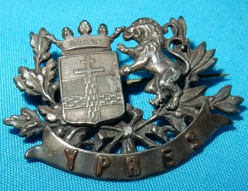 WW1 YPRES BELGIUM BATTLEFRONT MILITARY SWEETHEART BADGE BROOCH WORLD WAR I