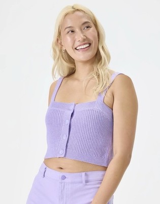 Florence by Mills Bright Side Button Up Cropped Tank Lavender Women s XXL NWT