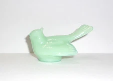 Mosser Glass Jadeite Jade Green 3" Miniature Bird Sparrow Figurine Shelf Sitter