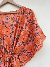 Indian Orange Kitty Handmade Cotton Kaftan Maxi Dress Women's Clothing Gown US