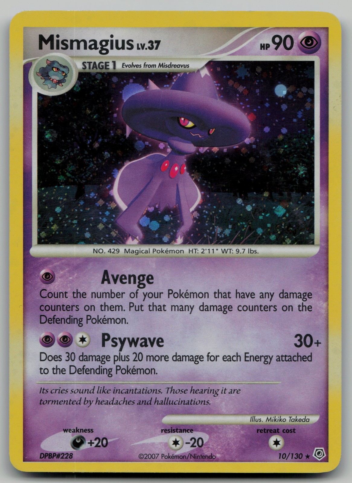 Mismagius Holo Rare Diamond and Pearl 10/130 NM