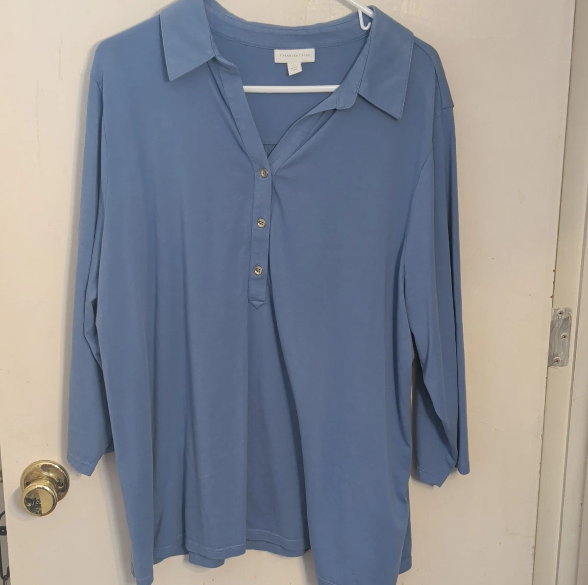 Blouse Charter Club Femme, Taille Plus 3X, Avec Volants, Rose Et Blanc, Neuve Avec étiquettes