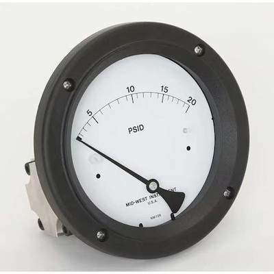 Midwest Instrument 142-Ac-00-Oo-20P Pressure Gauge, 0 To 20 Psi