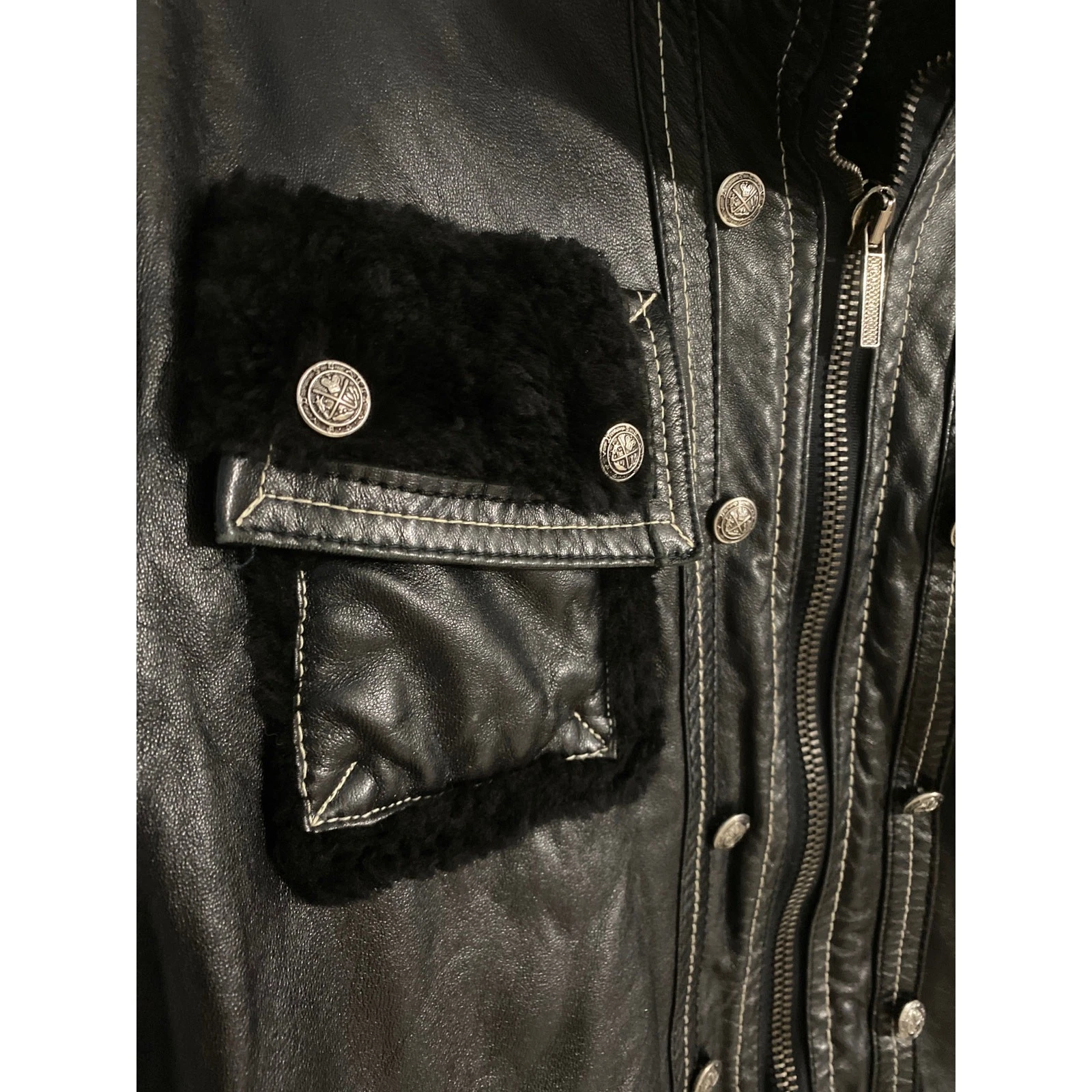 Gucci giacca pelle donna taglia M nera pelle agnello biker moto spigolosa lusso