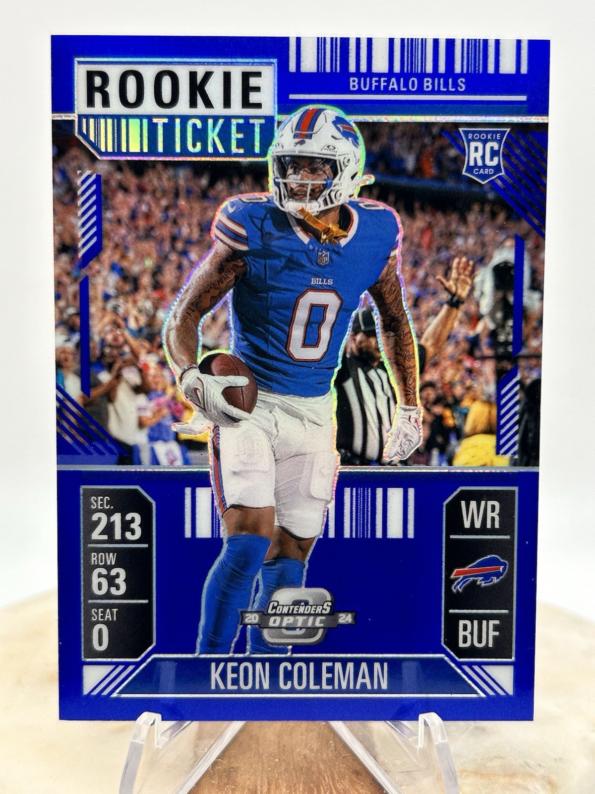 2024 Optic Contenders Keon Coleman /99 ROOKIE TICKET BLUE PRIZM #81 Bills RC
