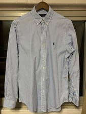 125 Polo Ralph Lauren Men s Slim Fit Striped Poplin Shirt Blue/White Size M