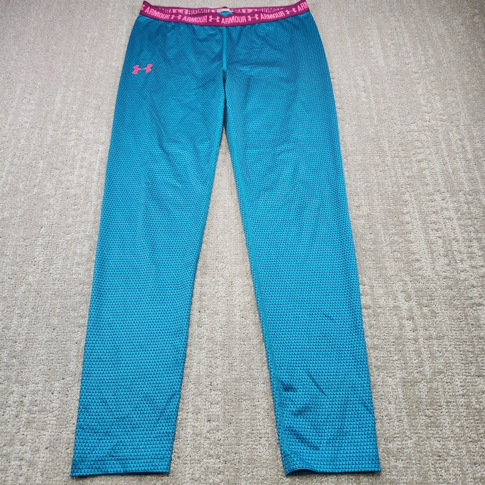 Under Armour Baselayer Legging Pants Women Large Blue Compression Coldgear