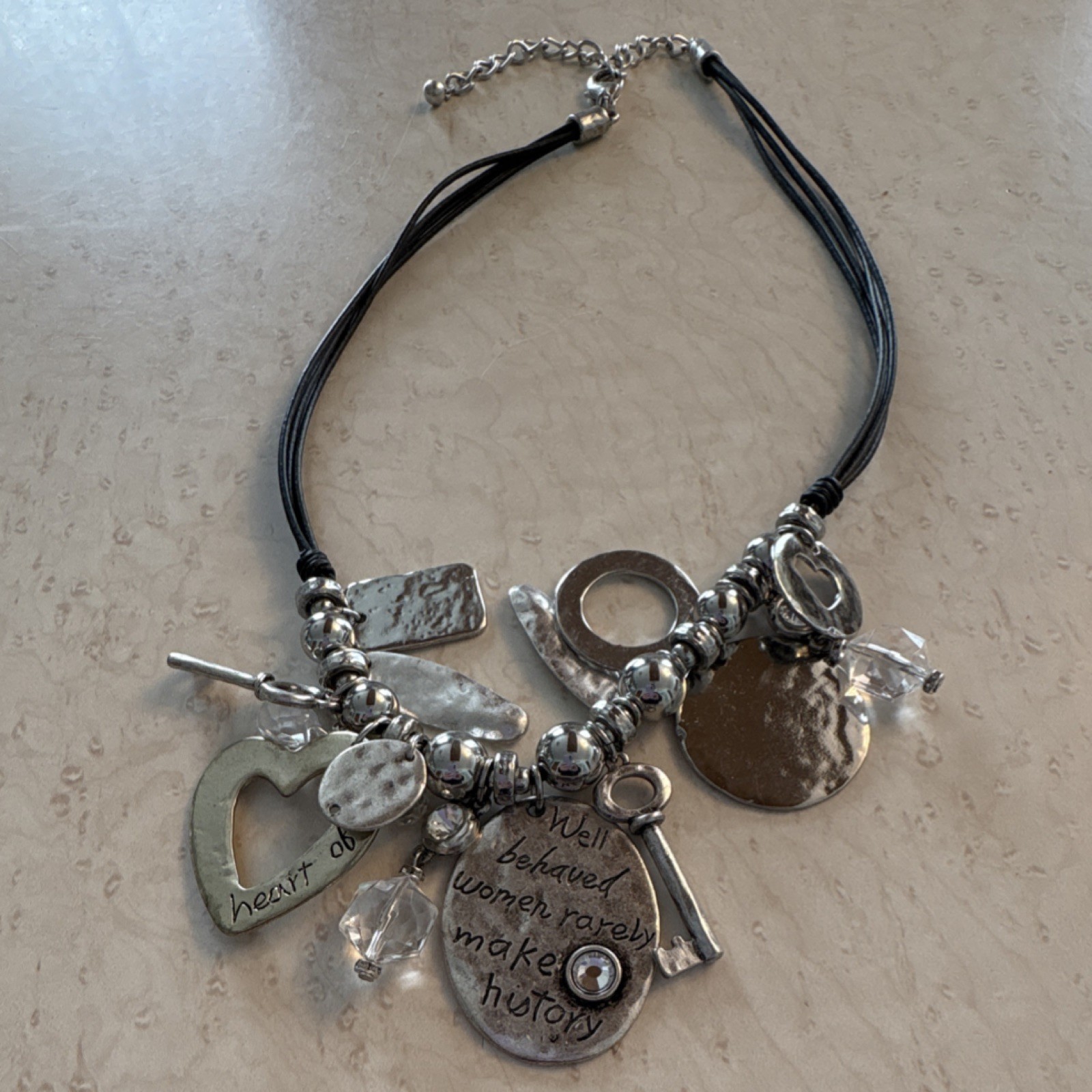 Chico's Inspirational Charm Statement Necklace Si… - image 1