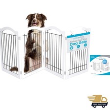 Wire Dog Gate with Arched Top - 4 Panel - 30" Tall - White