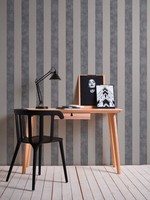 Blockstreifen-Tapete Mit Farb- Und Strukturmuster – Schwarz, Grau, Beige