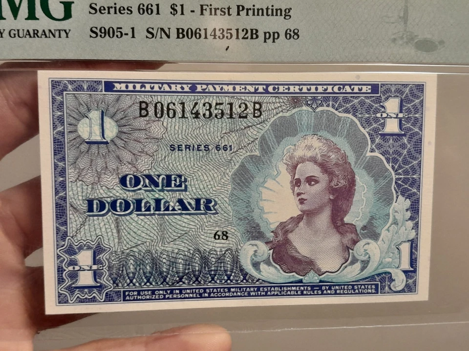 Military Payment Certificates Series 661 $1 Dollar PMG 66 EPQ - Image 3 of 4