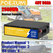 48V 50Ah LiFePO4 Lithium Battery 15000 Deep Cycles BMS For Lawn Mower Golf Carts