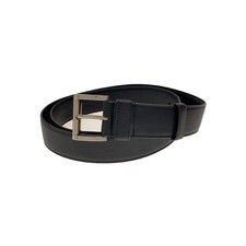 PRADA Leather Belt, Black, Plain, Women's DNP097
