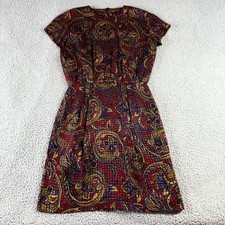Unbranded Womens Cap Sleeve Stretch Fit & Flare Below Knee Dress Paisley Size M