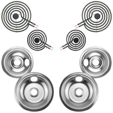 Silver Burner Drip Pans 316048414 6" 316048413 8" and Electric Stove Burner ...