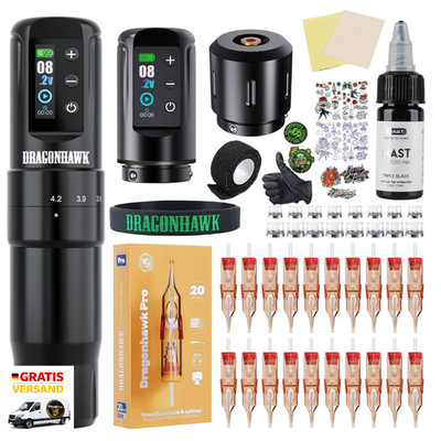 Dragonhawk Atom2 Pro Tattoo Maschine 7 Schlag 2000 Mah Batterie