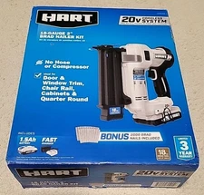 Hart 20V Cordless System Brad Nailer Kit, 18-Gauge 2"  BRAND NEW, FACTORY SEALED