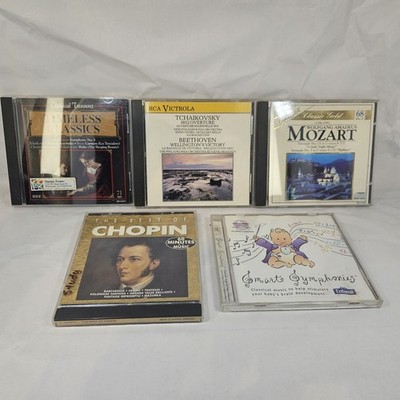 Classical Music CD Lot of 5 Mozart Chopin Tchaikovsky Beethoven Timeless Classic