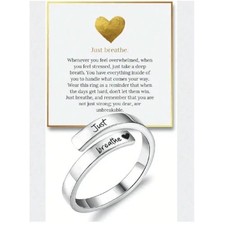 Stainless Steel Hope Just Breathe Ring Blessed Open Rings Women Jewelry`