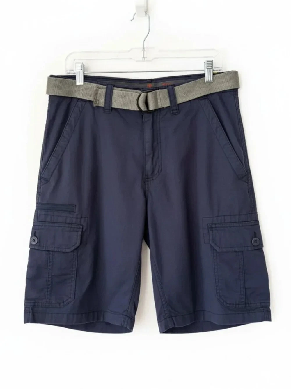 WearFirst Cargo Shorts Men 32 Navy Ripstop Belted Hiking Utility NWT