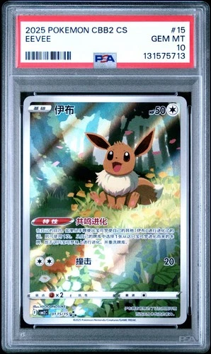 PSA 10 Pokemon Eevee Gem Pokemon Vol. 2 cbb2C Chinese Holo 01 15/15 Gem Mint