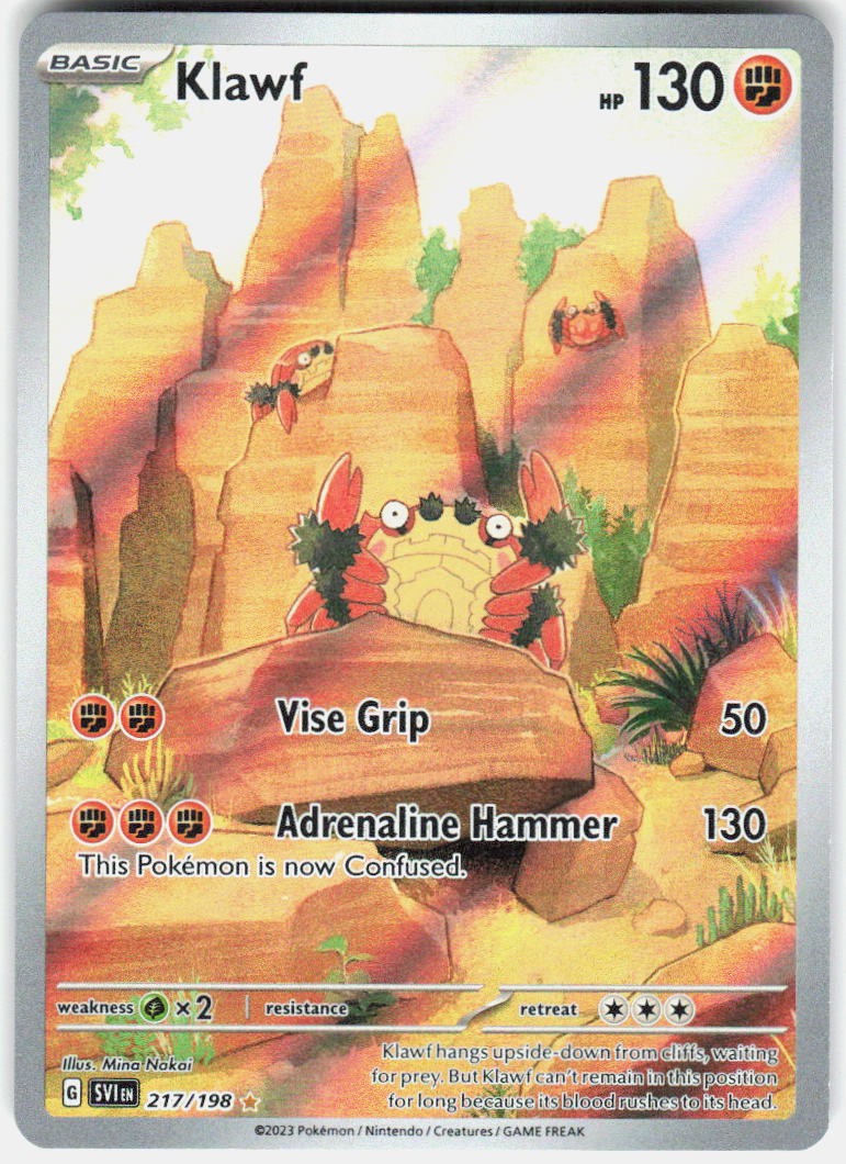Klawf 217/198 Illustration Rare Scarlet & Violet Pokemon Holo Near Mint A041