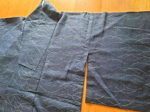 Boro Japanischer alter Stoff Japan Vintage Sommer Kimono Leinen breiter Krage...