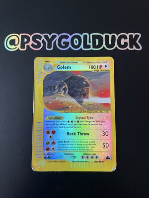 Golem 148/144 Crystal Reverse Holo Secret Rare Damaged Pokemon Skyridge (2003)