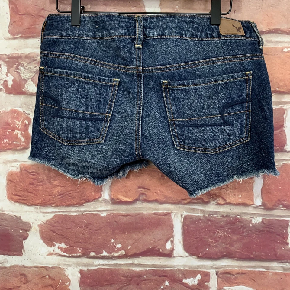 Pantalones Cortos American Eagle AEO Mujer Talla 4 Azul Denim Floral Bordado Foto 3 de 4