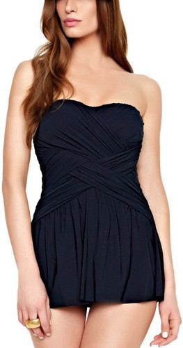 Gottex Black Lattice Bandeau One-Piece Swimsuit Swimdress Womens NWT - Picture 4 of 10