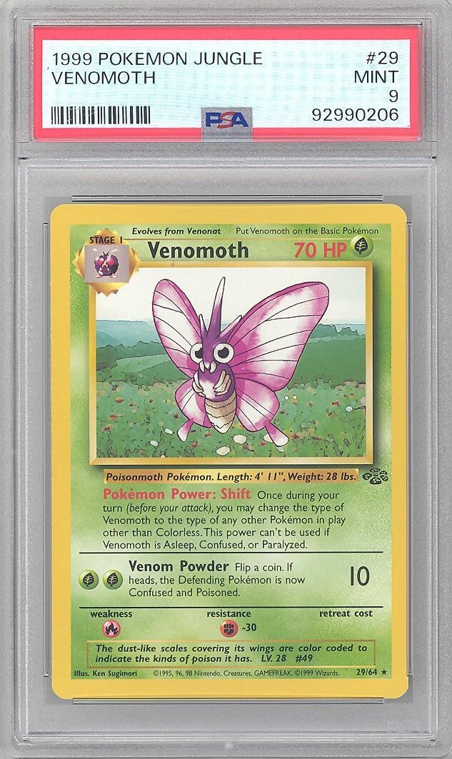 PSA 9 - Pokemon Card - Jungle 29/64 - VENOMOTH (rare) - MINT