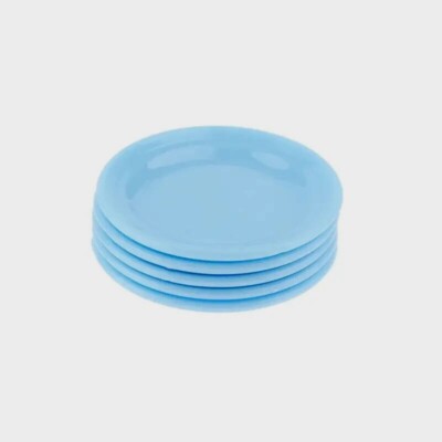 5 Pcs Delicate Dollhouse Blue Mini Food Plates and Dollhouse Decor Accessories!!