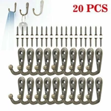 20 Pack Wall Mounted Hook Single Robe Coat Holder Key Hanger w/40 Pieces Screws