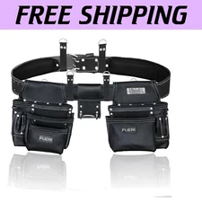 Ergonomic Leather Tool Belt for Carpenters and Electricians - 17 Pocket Design
