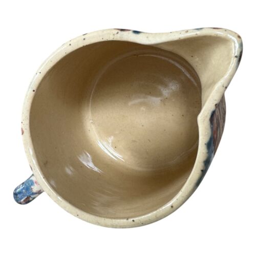 Antique RRP Roseville Pottery Blue Purple Country Spongeware Stoneware Pitcher - Picture 11 of 14