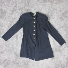 Vintage St John Basics Jacket Blazer Womens Small Black Gold Buttons