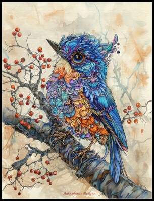 Blue Bird - Tulip - DIY Chart Counted Cross Stitch Patterns Needlework DMC Color