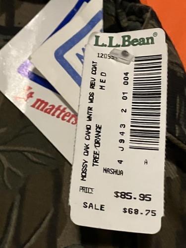 Vintage Mossy Oak L.L. Bean Camo Winter Woods Reversible Coat Men’s Size: M NWT - Picture 3 of 12