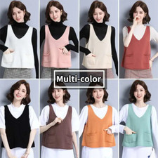 Gilet A V Collo Femminile Senza Maniche A Maglia Crop