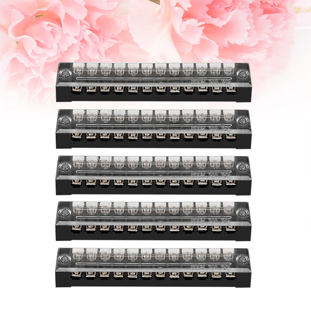 5PCS 12-Position Wire Connector Barrier Terminal Strip Block 15A