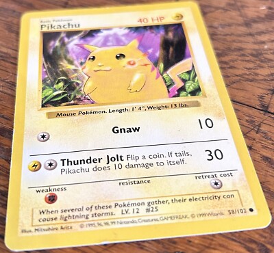 1999 Pokemon Base Set Shadowless Red Cheeks Pikachu 58/102 - LP | eBay