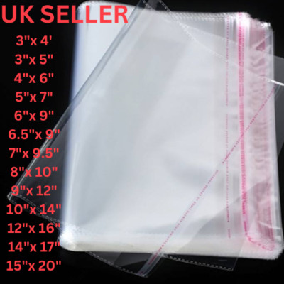 KLAR CELLO TÜTEN CELLOPHAN SELBSTVERSIEGELND SÜSSE KARTE BASTELN TRANSPARENT OPP TASCHE