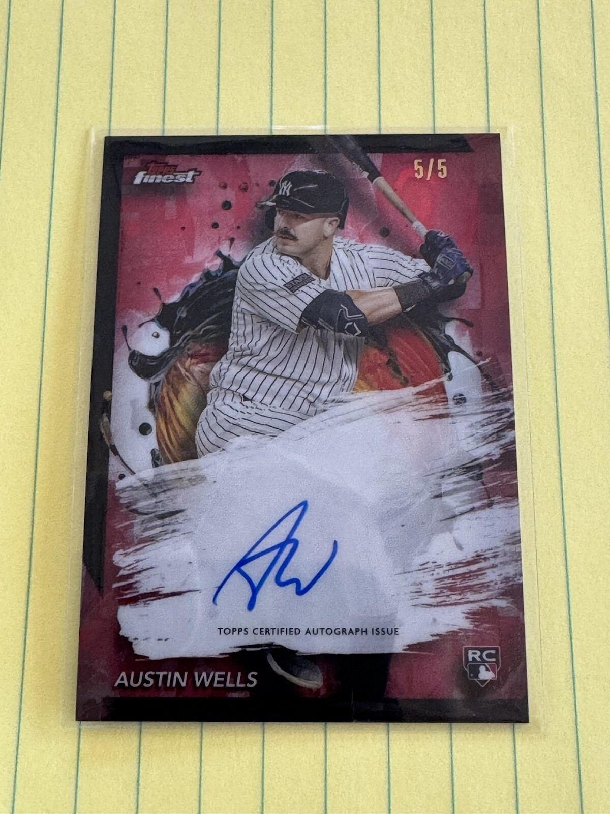 2024 Topps Finest Austin Wells RED LAVA ROOKIE AUTO /5 FINEST AUTOGRAPHS RC NYY