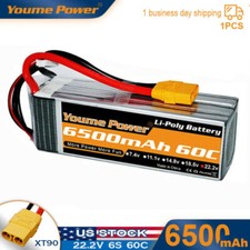 Youme 6500mAh 6S 22.2V 60C Lipo battery XT90 for RC Airplane Drone Car Truck