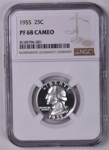 1955 Washington Silver Quarter - NGC PF68 CAMEO 