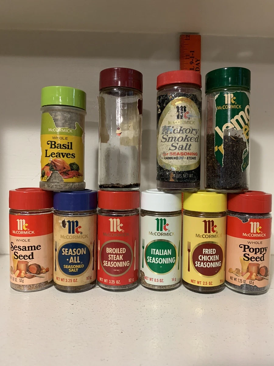 Lot of Vintage Mccormick Spice Jars, 1970s-80s Mccormick Spice