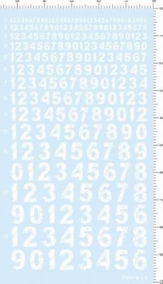 White Different Scale Size Fonts 2-3 0-9 Numbers Markings Water Slide Decal